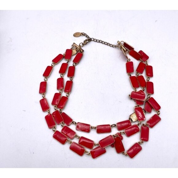 Simple Addiction 3 Stand Necklace Gold Tone Lobster Closure Adjustable Signed - Picture 2 of 4